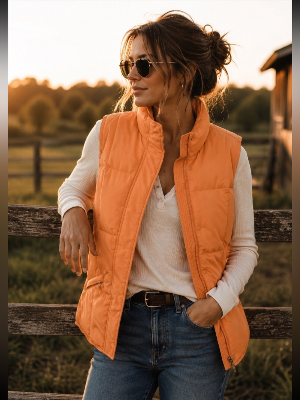 Talbots - Orange goose down puffer vest - size M